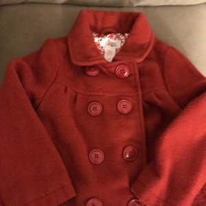 Girls Red Pea Coat 4T